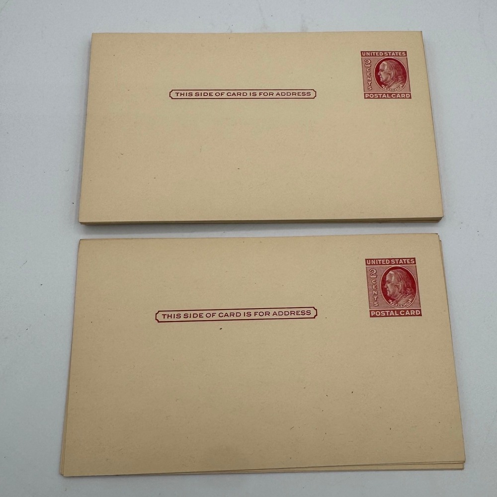 Vintage US Postal‎ Card 2 Cent Benjamin Franklin Red Stamp Unused Lot of 25
